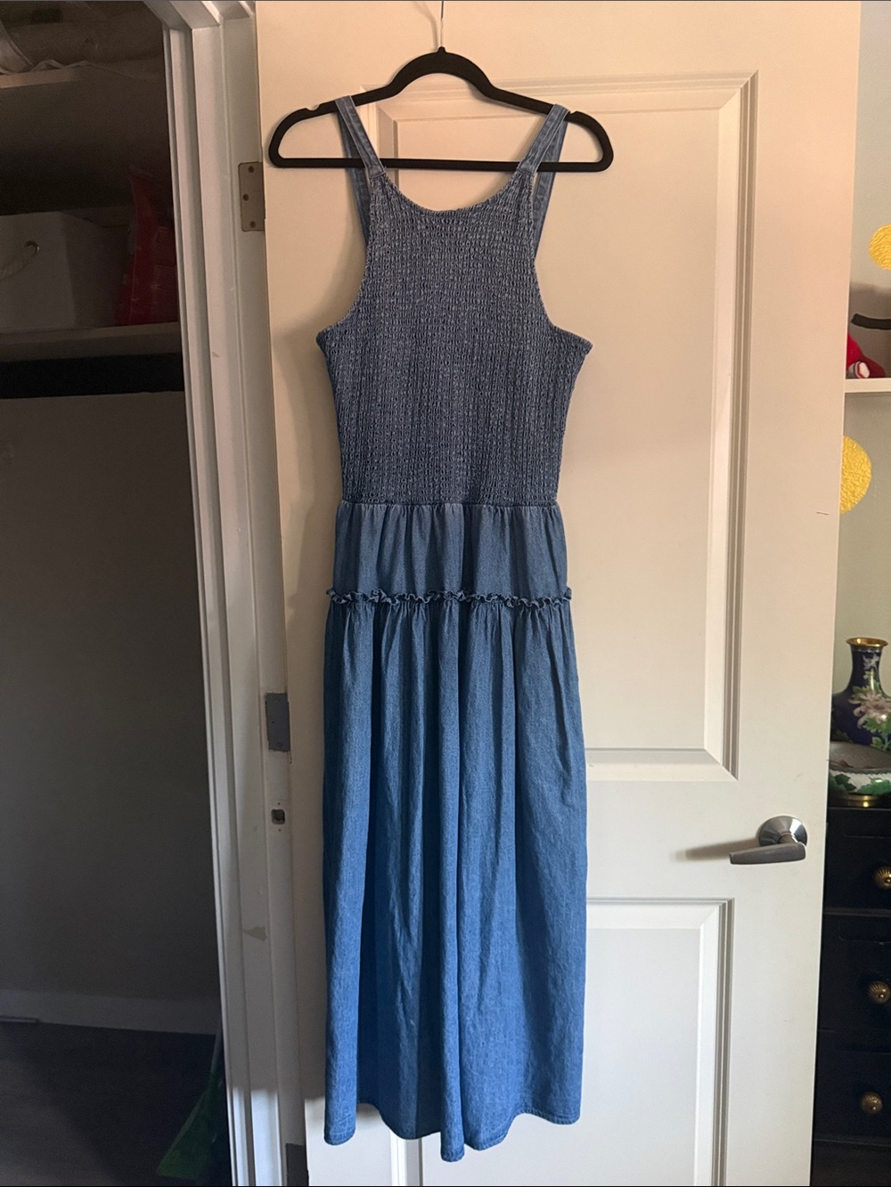 NWT - Avec Les Filles - Denim Smocked Tank Midi Dress